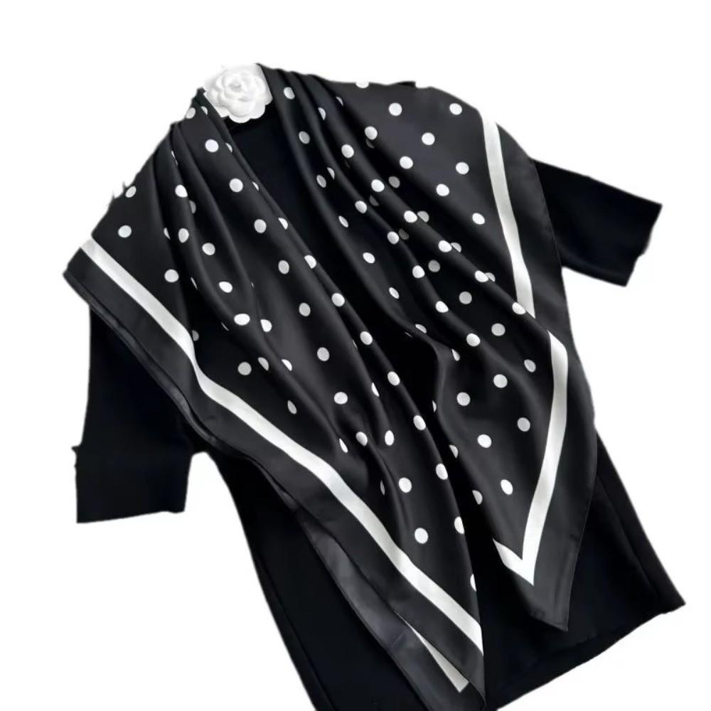 90X90CM Square Scarf Dot Printed Imitation Silk Scarfs New Femme Turban  Bag Accessories