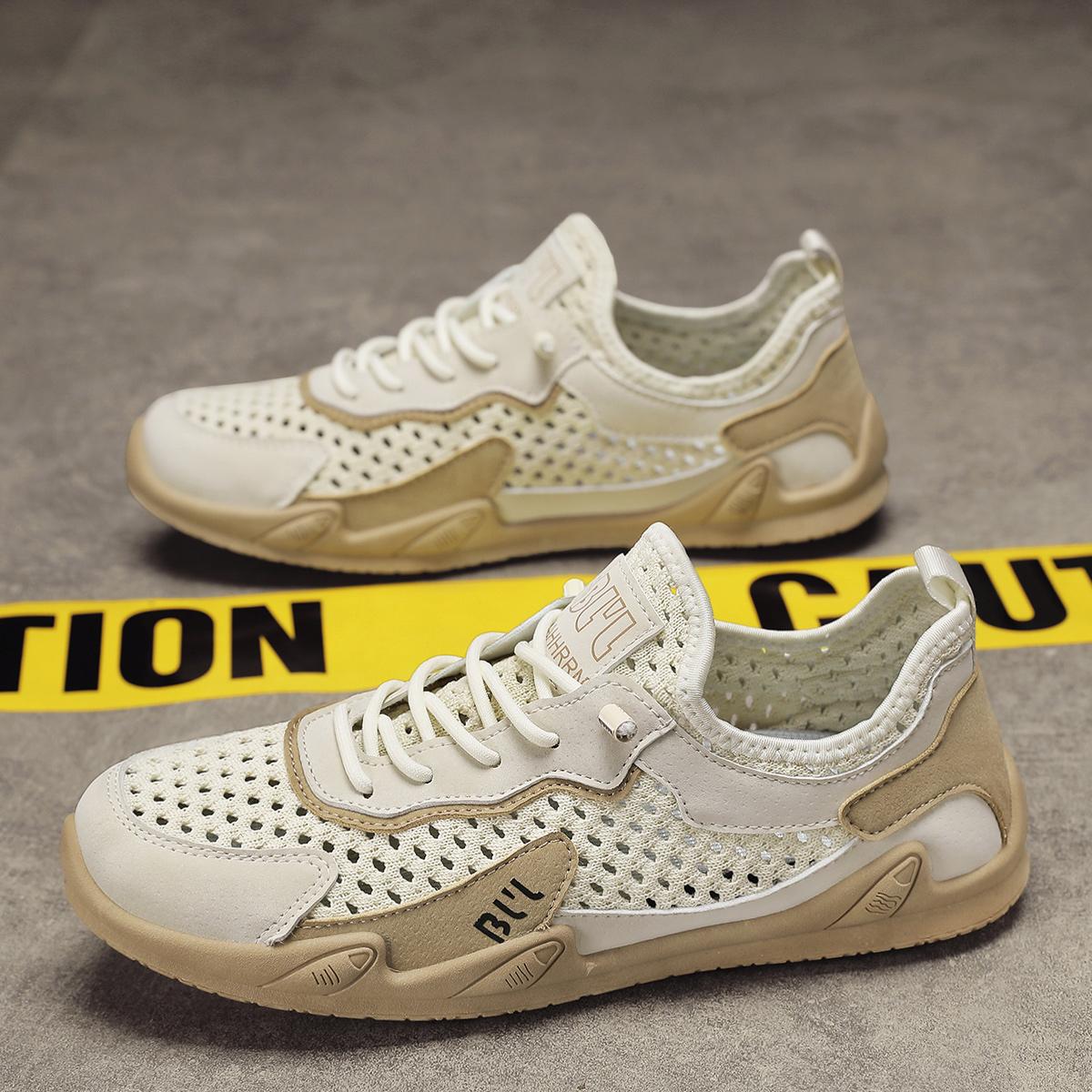 Дышащие мужские сетчатые полые кроссовки для летней повседневной одежды 44 хаки — фото 10