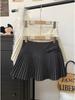Women's Plus Size High-Waisted Woolen Pleated A-Line Skirt with Bow