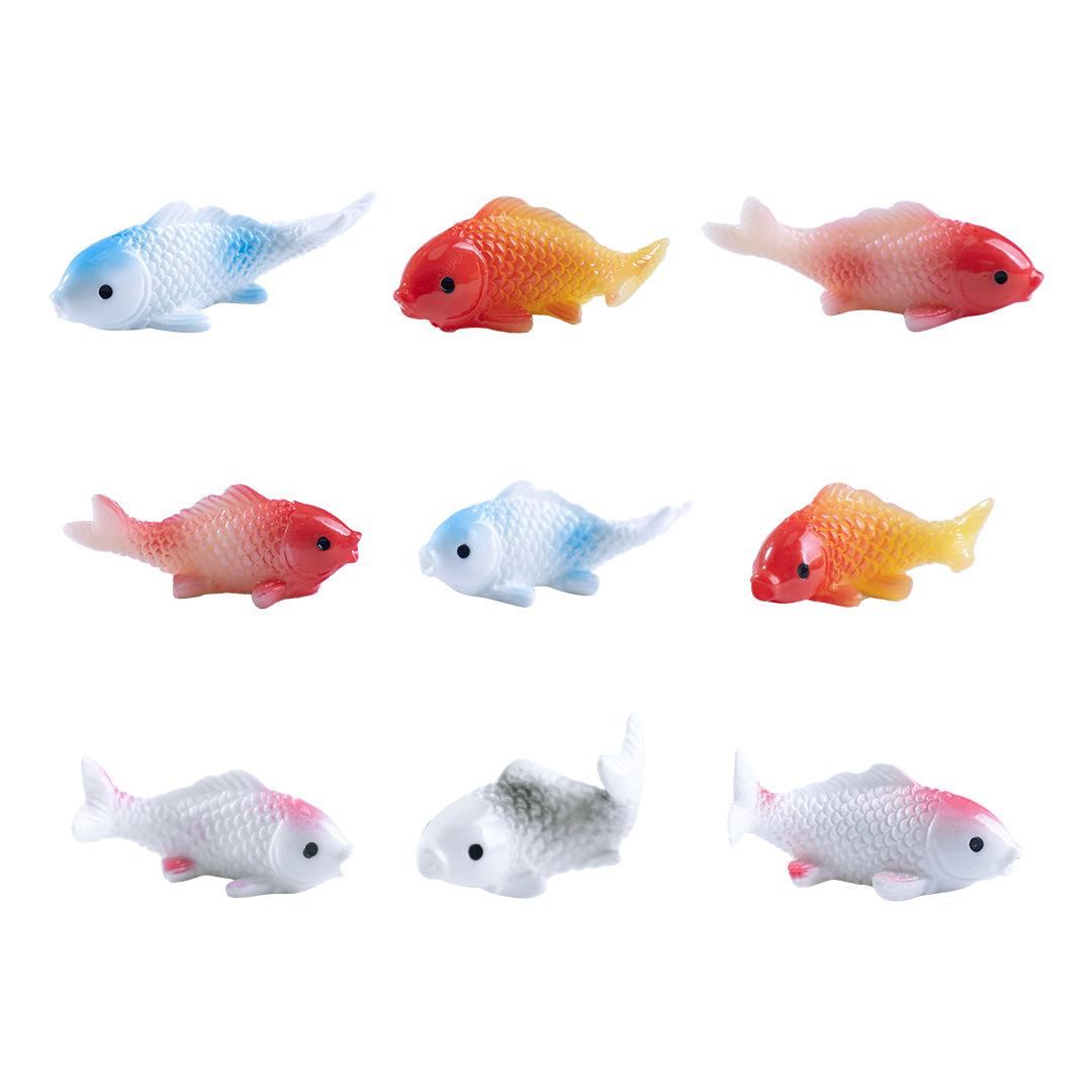 

10PCS Mini Koi Fish Resin Goldfish Figurines Bonsai Statue for Room DIY Crafts Miniature Garden Decor Micro Landscape