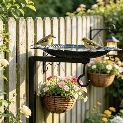 Metal Bird Feeder with Hanging Bracket Wall Mounted Bird Bath Heavy Duty Wall Hanger Hook for Planters Lanterns Wind Chimes