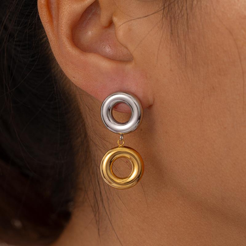 

Серьги-подвески из нержавеющей стали 316L, полые, круглые, минималистичные, не тускнеющие, для вечеринок, подарки, EL0053 серебряный