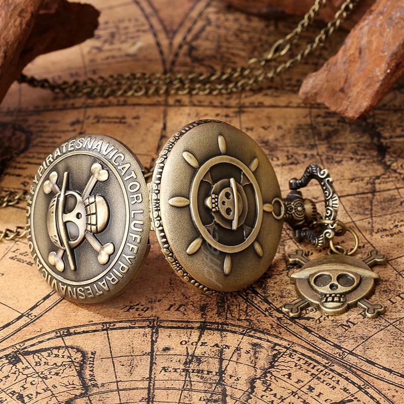 Pffee Vintage Steampunk Skeleton Pocket Watch Skull Man Clock Reloj Antique Quartz Timepiece Anime Gift for Children