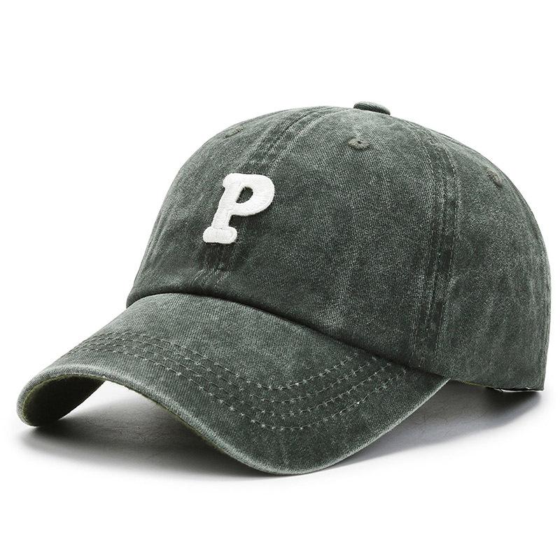 New Version of High-quality Patch P Letter Baseball Cap Spring and Autumn Versatile Cap Curved Brim Washing Cap Sun Protection Cap