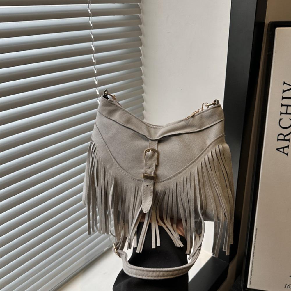 Buckle Suede Handbag Korean Style Underarm Packs Fashion Tassel Shoulder Bag  Girls
