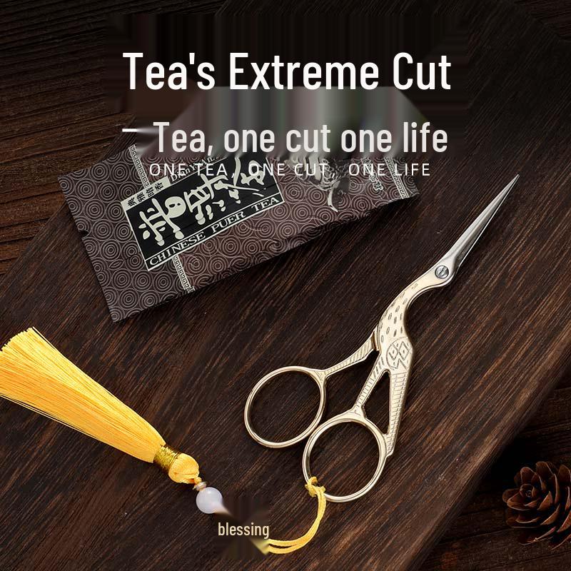 Creative Golden Crane Retro Titanium Scissors for Cross Stitch and Tea Art