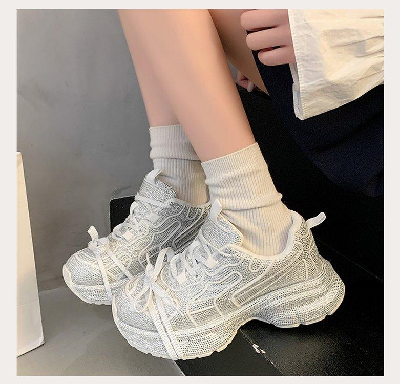 European goods full of diamond dad shoes women's spring 2025 new versatile thick-soled heightening fried street sports and leisure women's shoes
