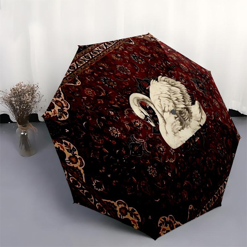 1pc Swan on Ornate Carpet Umbrella with Plastic Handle,Suitable for All Seasons UmbrellaPT583
