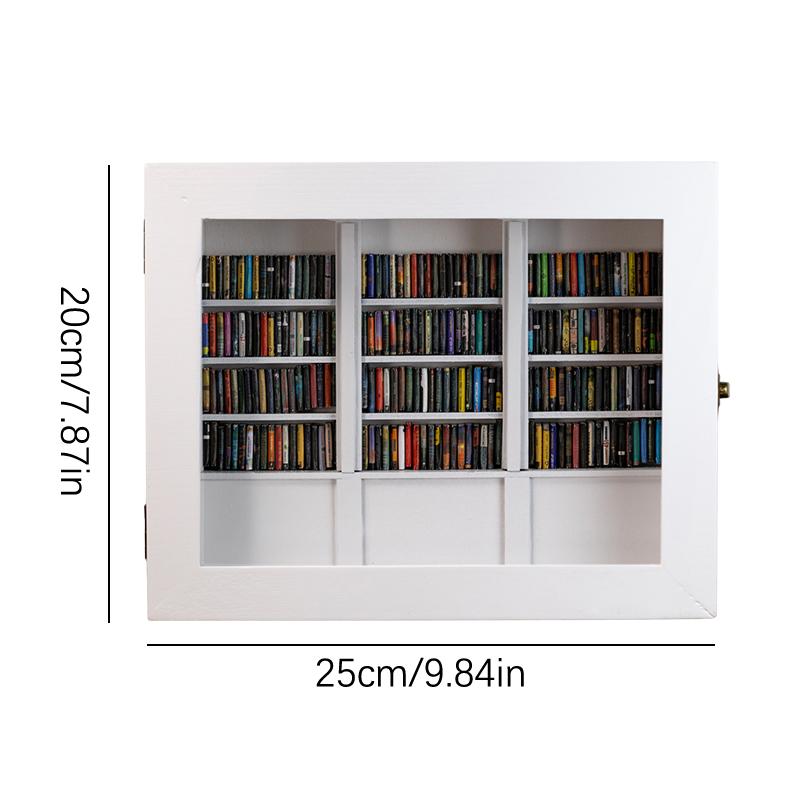 Mini Library Anti-Anxiety Bookshelf Wooden Miniature Ornament Stress Relief Shake Away Your Anxiety Gifts For Friends Dollhouse