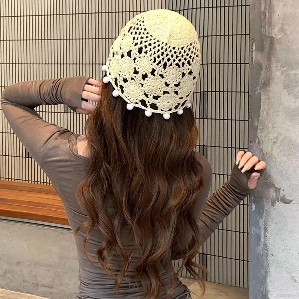Flower Crochet Hollow Knitted Hat Sweet Ethnic Style Hat Fashion Knit Beanies  Outdoor