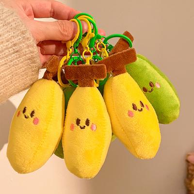 Pendentif Jouet Peluche Créatif Porte-clés Sac Pendentif Poupée Fruit Banane Accessoires Série Mignonne Drôle Pendentif Femmes