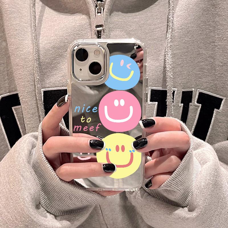 iPhone 11 13 XR 15 Pro Max 12 14 Pro Max Kılıf iPhone 16 XS Max Ayna Koruyucu Kılıf Ayna Zarif Karikatür Su Geçirmez Cep Telefonu Kılıfları