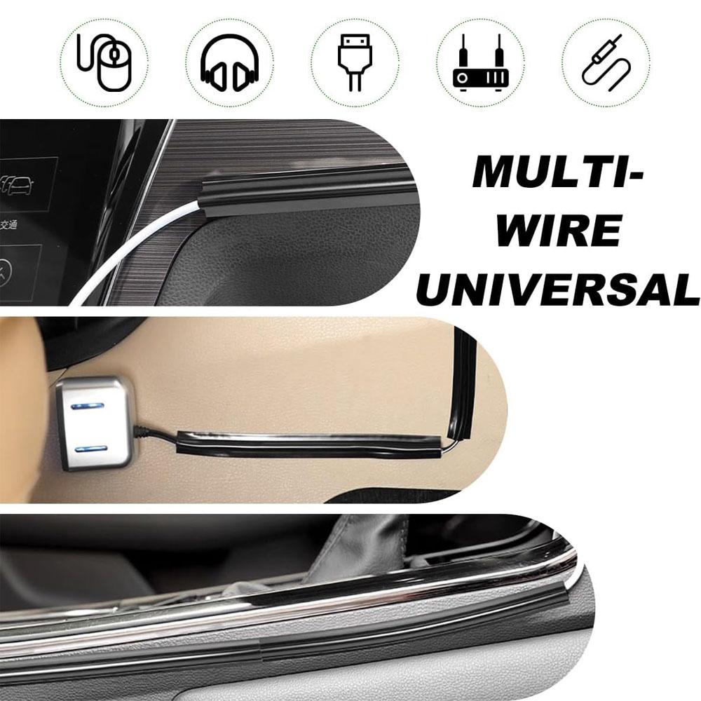 4PCS Car Concealed Wire Cover Management Automotive Power Cord Cover Adhesive Cable Hidden PVC Auto Split Sleeving Wire Cord