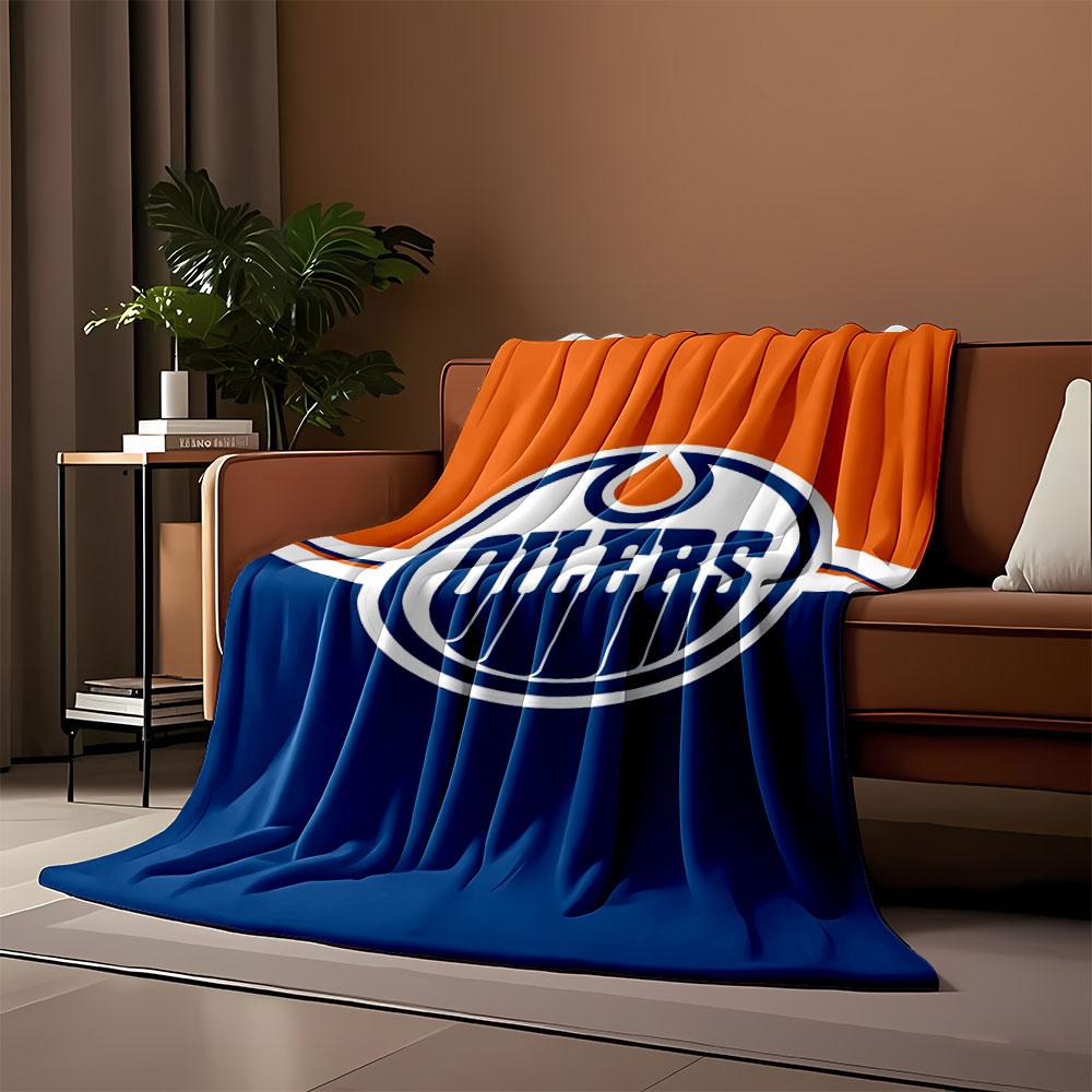 Edmonton Oilers Team Logo Blanket Print Blanket Soft and Cozy Perfect for the Living Room Bed Sofa or a Nap,gift
