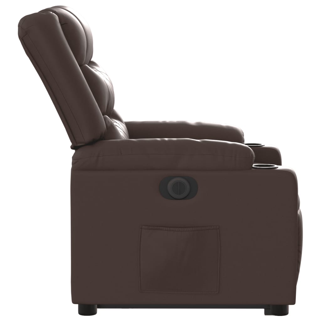 Recliner Chair with Lift Assistance Electric Brown Faux Leather