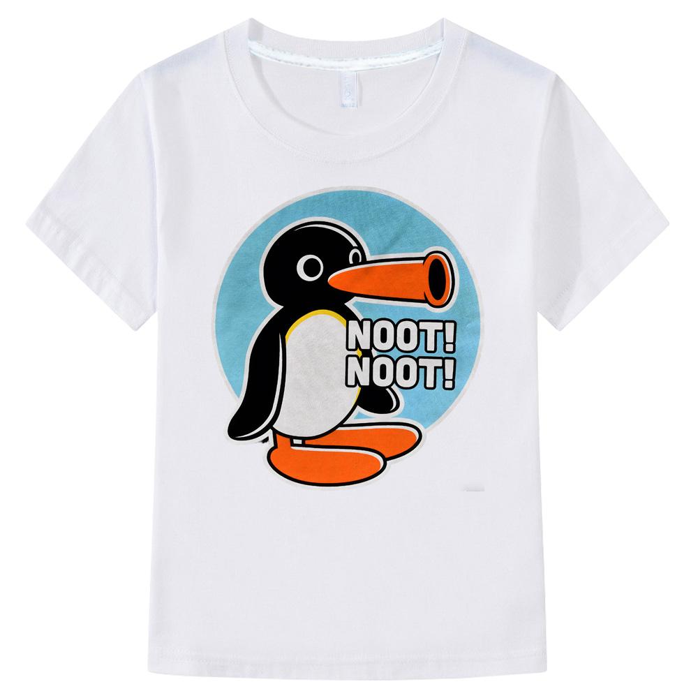 Pingu Abbigliamento Bambini Top per Ragazzi/Ragazze Maniche Corte Sportiva Moda Streetwear Fumetti Girocollo T-shirt