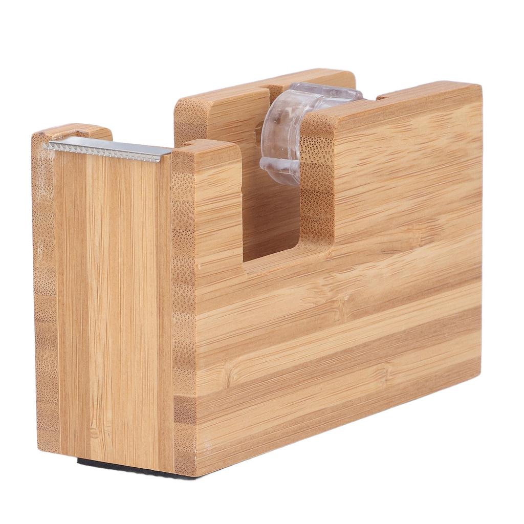 Desktop Tape Dispenser Bamboo Wood Tape Cutter Holder Adhesive Roll Base Stationery Tool