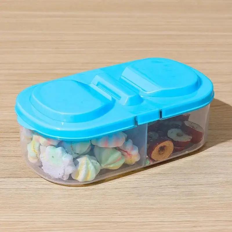 2 Grid Grain Sealed Jar Kitchen Fruit and Vegetable Preservation Storage Box Food Spice Sealed Plastic Box Travel Lunch Boxes
