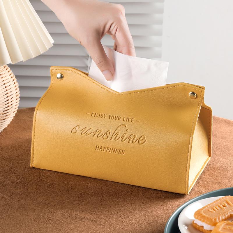 Nordic Leather Tissue Box: Creative High-End Minimalist Design for Living Room or Car Use