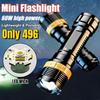 60W High Power LED Mini Strong Light Flashlight Home Dry Battery Emergency Portable Zoom Long Range Shooting Small Hand Electric Light