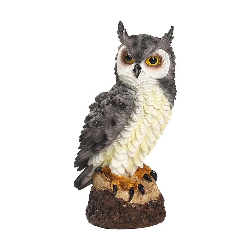 Statuie Bufniță Rășină Gri/Maro Decor de Grădină Bufniță Desktop Living Cameră Masă de Dining Curte Gazon Decor