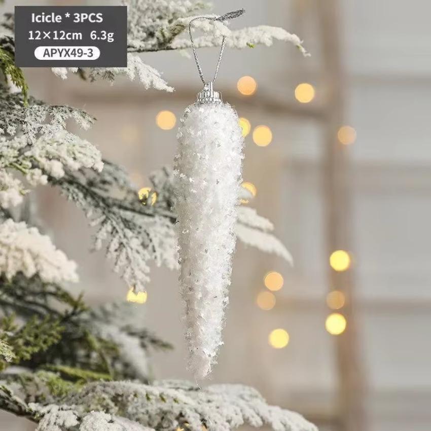 1 Pcs Ornaments White Foam Stars Pentagram Icicle Gift Box Pendant Tree Hanging Decorations Shiny New Year Festival Decors