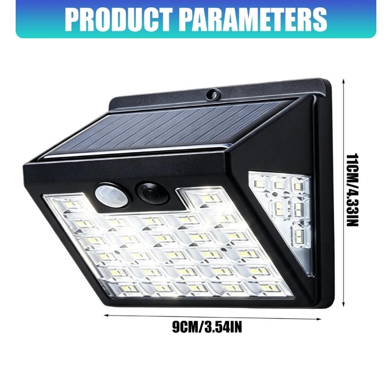 Solar Powered Outdoor Wall Lamp with Motion Activated 3-Side LED Light for Garden Porch and Walkway Areas Use