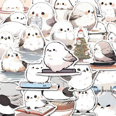 Adesivi Anime Cinciallegra Coda Lunga: Decalcomanie Creative Fai-da-te per Cover di Telefoni e Tablet