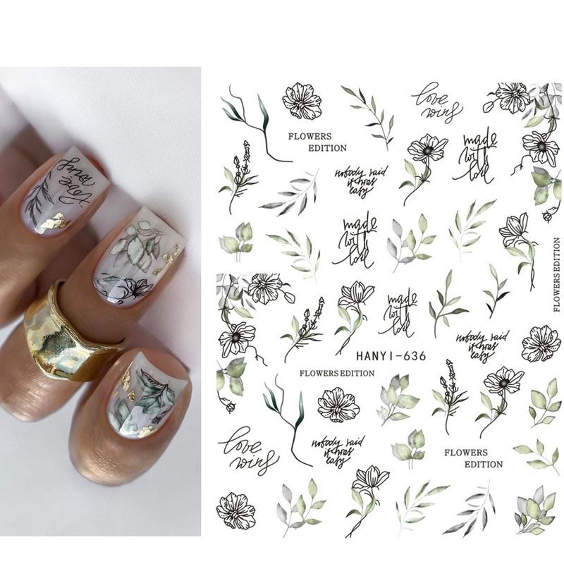 Zurück Kleber Aufkleber 3D Nagel Aufkleber Schwarz Weiß Geometrische Zeichnungen Designs Nagel Aufkleber Dekoration Für Nail Art Schönheit