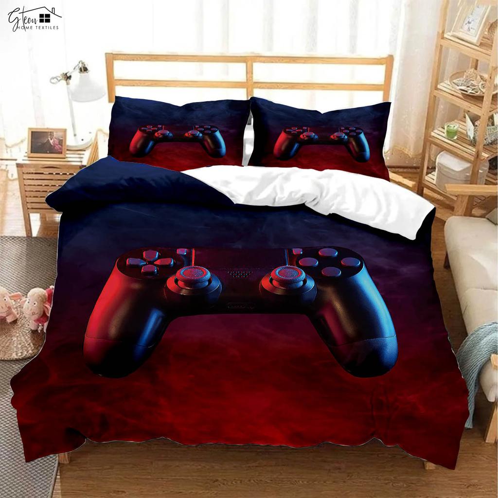 Cool E-Sports Game Controller 3d Printed Quilt Cover Children's Gift Bedding Set Quilt Cover Pillowcase Three-Piece Set