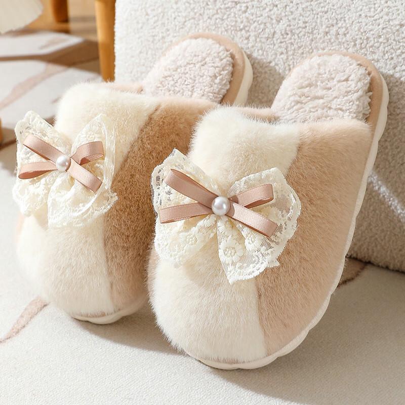 

Qiaomeiren Женские зимние теплые плюшевые домашние тапочки