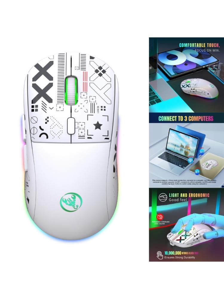 Bluetooth-compatible 2.4G- Wireless Mouse  Light For Computer Laptop Pad Tablet Optical Mice-Rechargeable TypeC Mute-