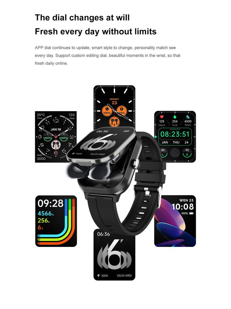 D8Pro 2-in-1 Smartwatch & TWS Earphones: Bluetooth Calling, Heart Rate Monitor, NFC