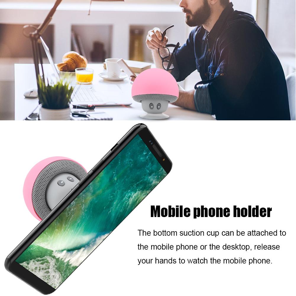 Mini Bluetooth Wireless Portable Mushroom Speaker Subwoofer With Suction Cup Function(Pink)