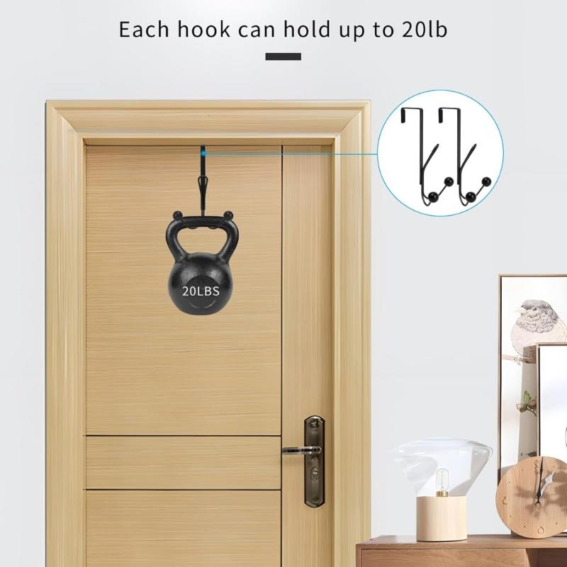 4Pcs Over Door Hooks Featuring Protective Sponge Inserts Fit Door 1.2 To 1.4 Inches Wide Metal Construction Rust Proof
