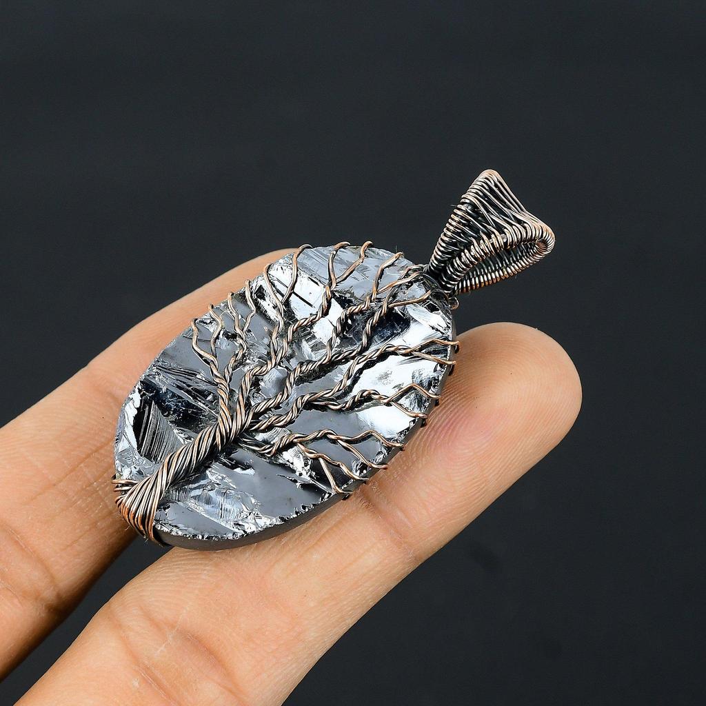 Baum des Lebens Schungit Edelstein Kupferdraht gewickelt handgemachter Anhänger Schmuck Geschenk für die Liebe