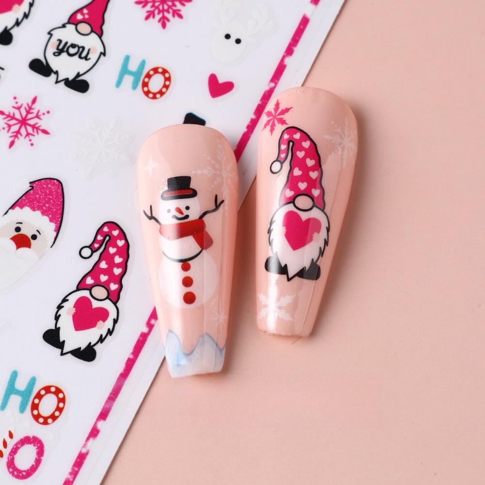 1 st 3D Julnagelkonstklistermärke Julgran Tomte Älg Klockor Snögubbe