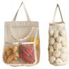 2-Pack Cotton Linen Mesh Hanging Storage Bags – Wall-Mounted Storage Pouch for Organizing