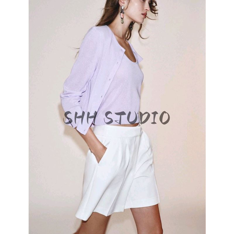 Autumn New Women's Clothing French Lazy Style Single-Breasted Thin Needle round Neck Long Sleeve Knitted Coat 3519129