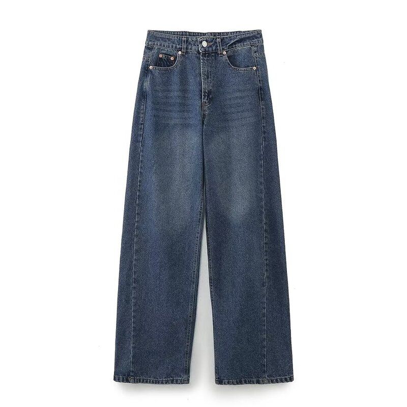 Fashion Style 2023 Autumn New Arrival Women's Easiest for Match Slimming and Wide Leg Mid Waist Long Denim 4365223 401