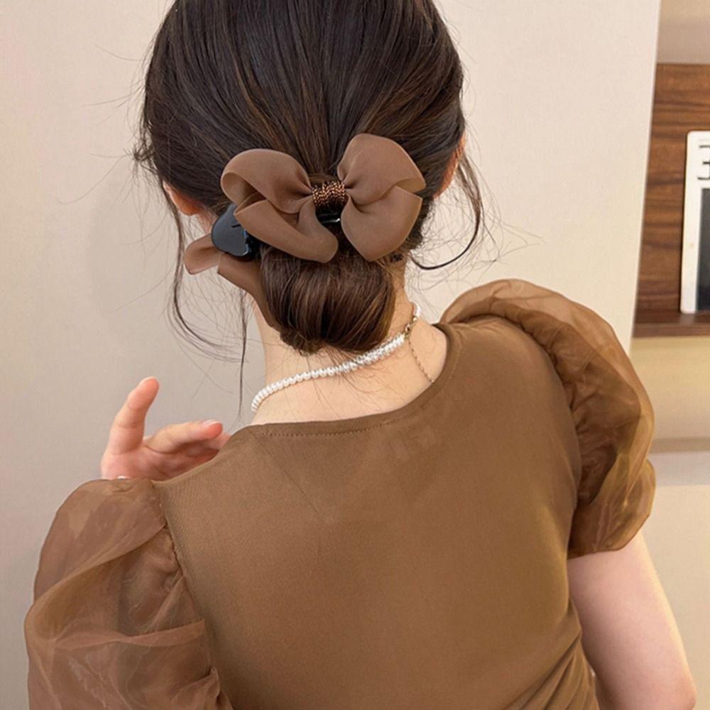 

Cloth Bowknot Hair Claw Korean Style Gauze Hair Clip Elegant Mesh Bow Hair Clip Gift