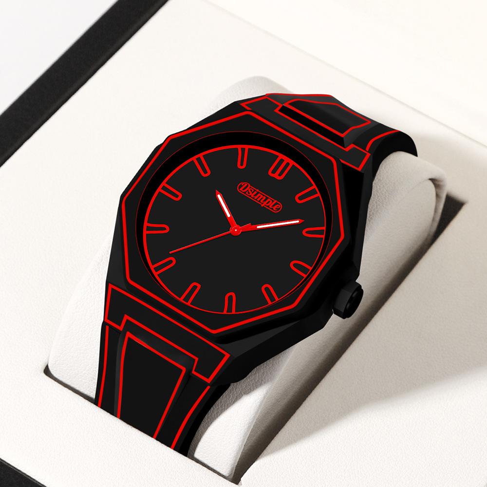 Trendlijn Horloge Stripfiguur Student Twee Dimensionaal Kwarts Horloge Kunst Design Persoonlijkheid Horloge Trend Horloge