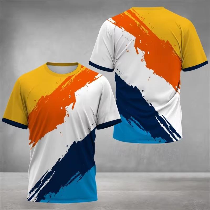 Men 3D T-Shirts Short Sleeve Summer Clothing New Large Size Sports Unisex  Running Round Neck Tops