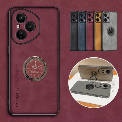 Handyhülle mit Ringständer aus Schafsleder für Honor 400 Pro, Matte Linsenschutz Stoßfeste Rückseite für Honor 400 Lite