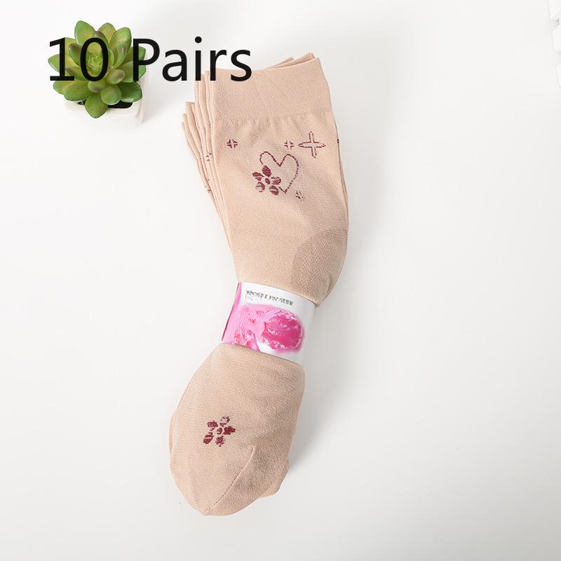 10 Pairs of Female Spring and Summer Old Style Old Fashioned Belt Heel Non Slip In Tube Stockings