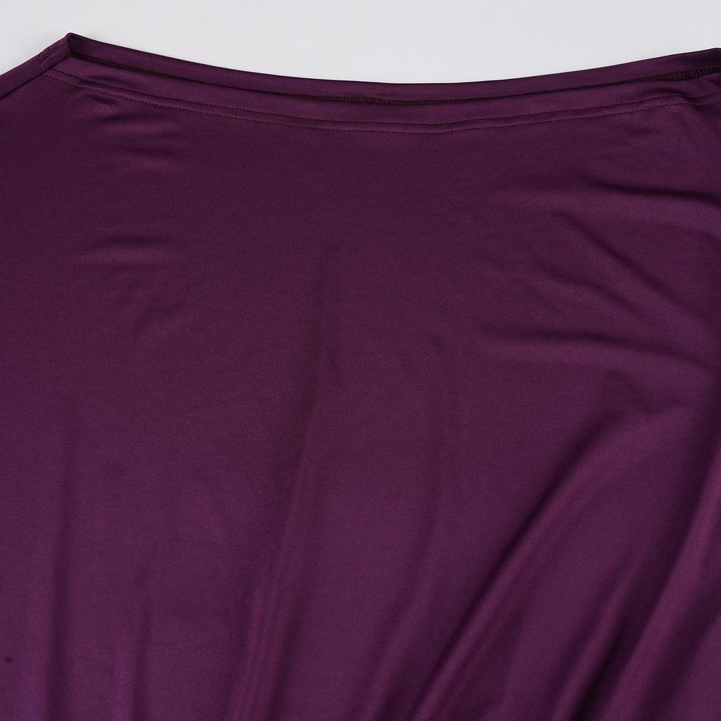 Robe élégante à épaules dénudées et manches chauve-souris - Couleur unie, Coupe ample, Style court drapé pour femmes