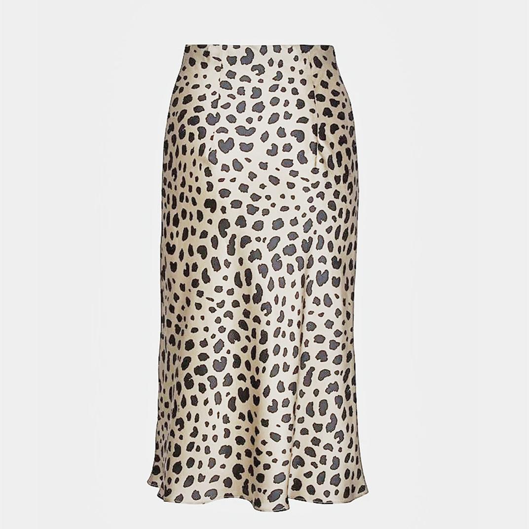 

Женская летняя юбка-трапеция с завышенной талией из атласа с леопардовым принтом, элегантная винтажная ретро-модная юбка-миди M леопардовый