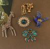 Women Men Vintage Classic Heavy Industry Full Crystal Badges Brooch Palace Style Middle Design Butterfly Deer Pin Accessories