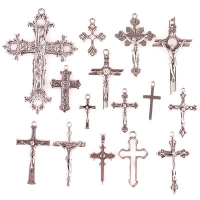 15pcs Crosses Charms Pendant Alloy Cross Metal Antique Silver Color Pendants Making DIY Handmade Jewelry Components Accessories