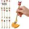 Rust Resistant Flatware Christmas Fork/Spoon, Durable Stainless Steel, with Cute 3D Doll Spoons Decor Utensil, for Festive Home Restaurant Steel Spoon